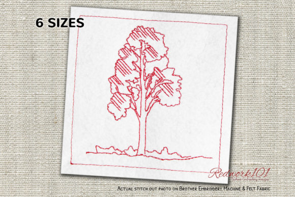 Birch Tree Redwork Embroidery