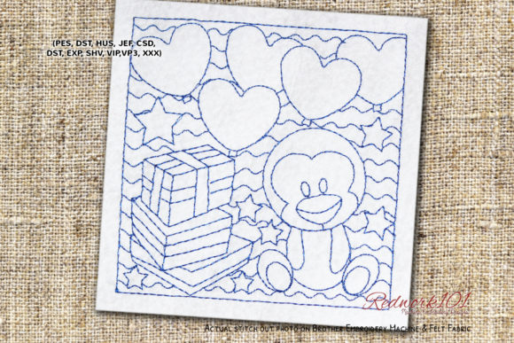 Happy Birthday Baby Card Redwork