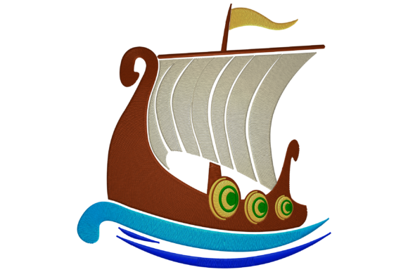 Viking Ship Embroidery Design