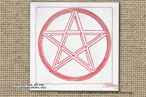 Wicca Pentacle Embroidery Design